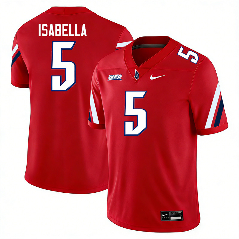 Duquesne Dukes #5 Joey Isabella College Football Jerseys,Uniforms Stitched-Red